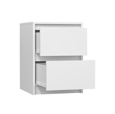 Komodinë pranë krevatit Krisento SN-307-BIEL-MAT, 55cm, 2 sirtarë, e bardhë mat