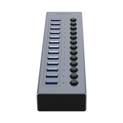 Hub USB Orico BT2U3-13AB, 13 porta USB 3.0, me çelësa më vete për çdo port, gri