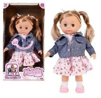 Kukull Natalia Doll, 39 cm, flet polonisht, xhaketë blu marinë