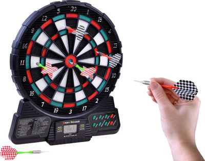 Tabelë elektronike shigjetash Dartboard SP0651, 18 lojëra, ekran LCD, ngjyrë e zezë