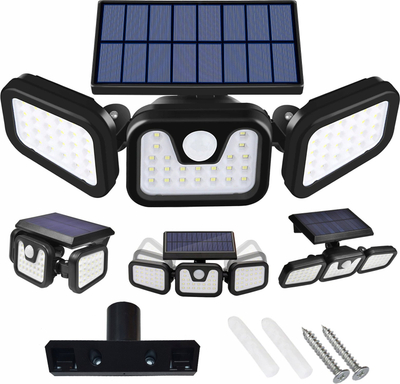 Lampë diellore rrugore LED, 100W, IP65 6000K, e zezë