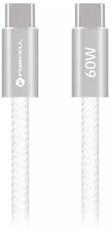 Kabllo USB-C Forcell F Energy, 1.2 m, 60W PD, e bardhë