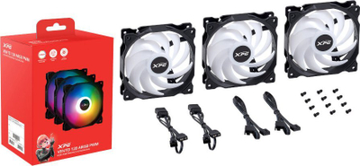 Ventilatorë për kasë kompjuteri XPG VENTO 120 ARGB PWM, 12 cm, 3 copë, ngjyrë e zezë