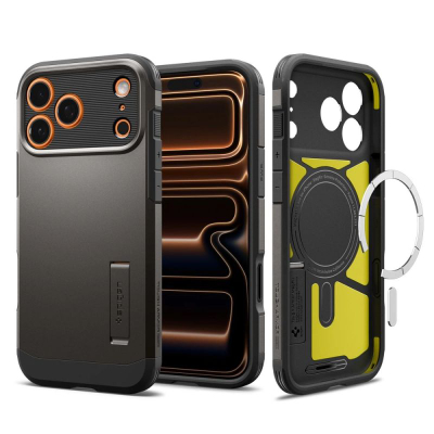 Kapak telefoni Spigen Tough Armor T MagSafe, për iPhone 17 Pro Max, mbrojtës, gri gunmetal