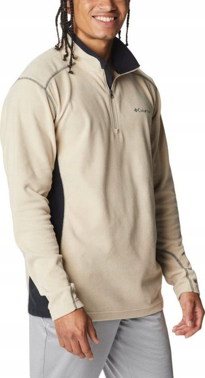 Bluzë fleece Columbia Klamath Range Half Zip, gjysmë zinxhir, mëngë të gjata, bezhë