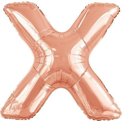 Balonë folie Amscan shkronja X, 37\", me helium, rose gold