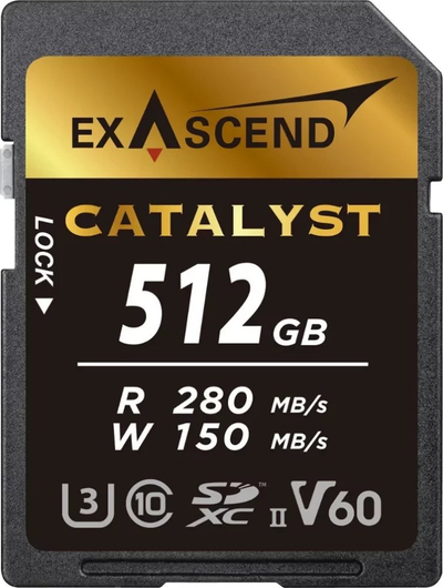 Kartë memorie Exascend Catalyst, 512GB, SDXC UHS-II V60, e zezë