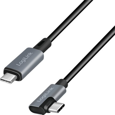 Kабел USB LogiLink CU0182, USB C во USB C, 1 m, 60 W, црно-сребрен