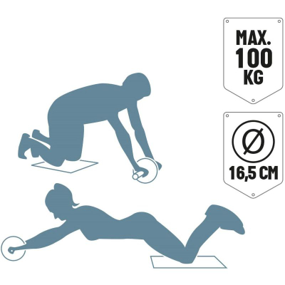 Rrotë dyshe për ushtrime Umbro Double Wheel Roller, deri 100 kg, me tapet për gjunjë, blu