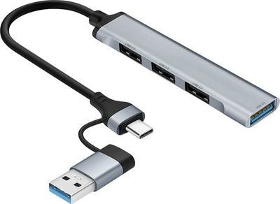 Адаптер USB hub Tracer 47499 A-4, 4 порти, USB-C, сребрен