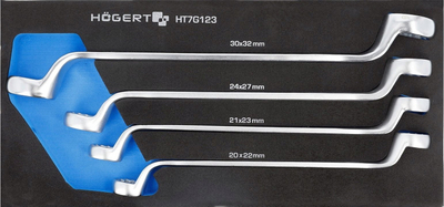 Set çelësash dyfisht të përkulur Hogert Technik HT7G123, 4 copë, çelik krom vanadium, ngjyrë argjendi