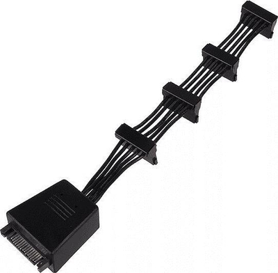 Kabllo adapter SATA SilverStone SST CP06, 1 me 4 konektorë, me 2 kondensatorë 2200µF, i zi