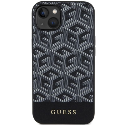 Kllëf telefoni Guess G Cube MagSafe për iPhone 15, lëkurë PU, i zi