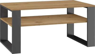 Tryezë kafeje Modern 1P Loft, dekor dru lisi Artisan, me këmbë antracit, kafe