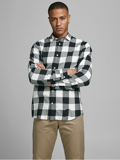 Këmishë Jack & Jones JJEGINGHAM, e bardhë/zezë