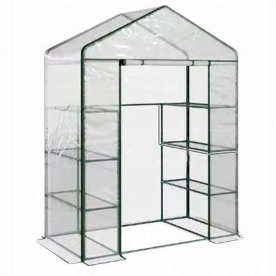 Мини сера за балкон Springos, 4 метални рафтови, PVC, 195 x 143 x 73 cm, транспарентна