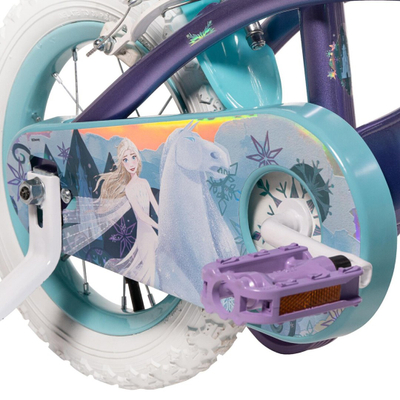 Biçikletë fëmijësh Huffy Disney Frozen, 12", me rrota ndihmëse, vjollcë metalike