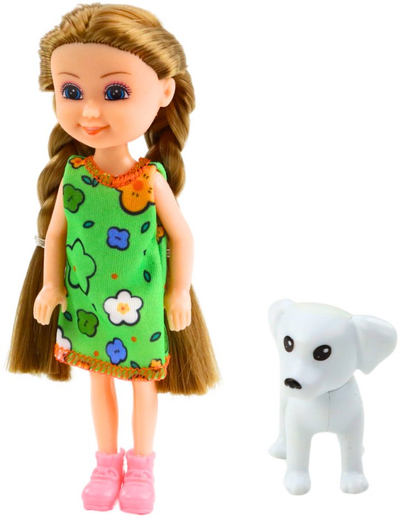 Set lodër me kukull Mini Doll dhe qenush, 14.5cm, për fëmijë