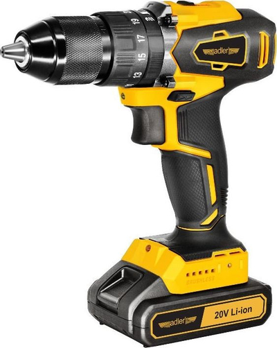 Stërvitëse kaçavidë me bateri Adler UD.AKUM.20V, 20V Li-ion, me goditje, verdh e zezë