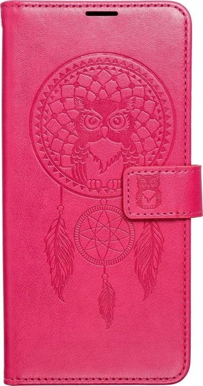 Магнетна футрола Mezzo Book за Xiaomi Redmi Note 14 Pro Plus 5G, со паричник, дизајн ловец на соништа малина