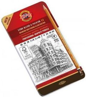 Set shkopinj grafiti Koh‑i‑noor Graphite Sticks, 12 copë, 6B deri 6H, kuti metalike