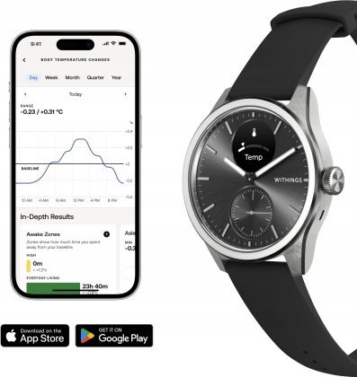 Ora e mençme Withings ScanWatch 2, 42mm, hibride, e zezë