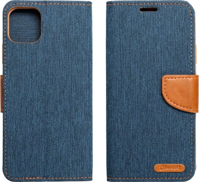 Futrollë telefoni Futera Jeans Canvas për Samsung Galaxy A14 4G, tip libër, me stand, blu navy