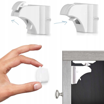 Bllokues magnetik për dollapë Waya SIPO, set 4 copë, çelës magnetik, i bardhë