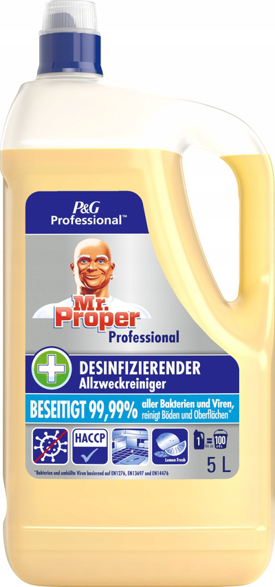 Solucion pastrues Mr Proper Professional Lemon, për dysheme dhe sipërfaqe, 5L