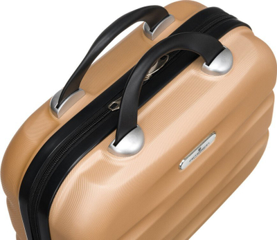 Valixhe kozmetike Peterson Travel Case, ABS i fortë, me doreza dhe rrip për valixhe, ngjyrë ari