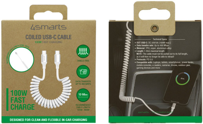 Kabllo USB 4smarts 541600, USB C në USB C, 1.35m, 100W, e zezë