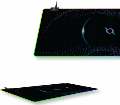 Mousepad gaming AQIRYS Eclipse Extra Large, RGB, tapet i madh për mi, i zi