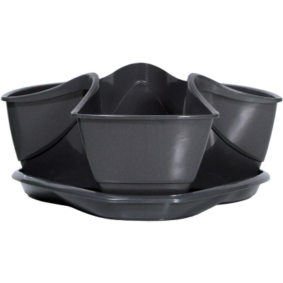 Vazo lulesh Prosperplast Coubi me 3 nivele, 29.5 cm, plastike, grafit