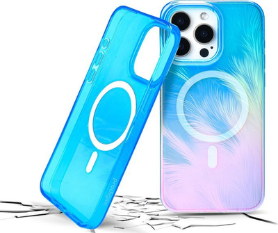 Futrollë Prodigee Pampas për iPhone 16, transparente, që rri mirë në goditje, blu pastel