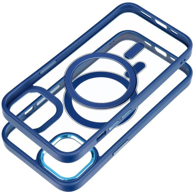 Futera Color Edge Mag për iPhone 13, MagSafe, transparente me skaje blu