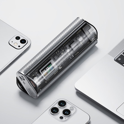 Powerbank Redmagic DAO 165W, ekran me ngjyra, karikim i shpejtë, argjendtë transparent