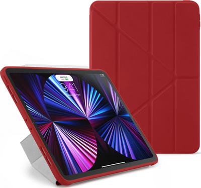 Mbulesë Pipetto Origami TPU për Apple iPad Pro 11", kompatibile 2021 2020 2018, e kuqe