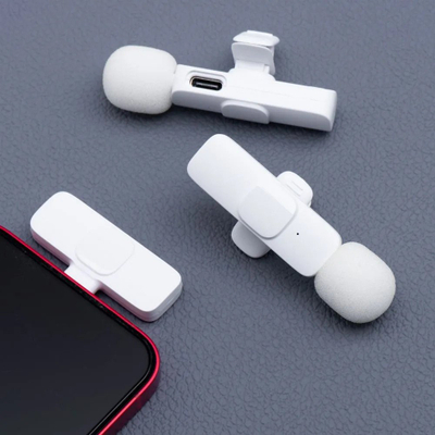Mikrofon lavalier pa tel OEM K1, 2 në set, lidhje Lightning, i bardhë