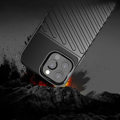 Kapak telefoni Hurtel Thunder Case për iPhone 13 Pro Max, TPU i butë, mbrojtje e forcuar, i zi