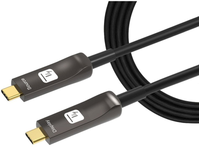 Kabllo USB C Techly Active AOC, me fibër optike, 4K, 10m