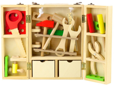 Set veglash druri për kalamajt Little Handyman, 35 pjesë, kuti me dorezë litar