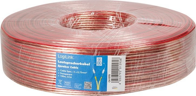 Kabllo audio LogiLink, 100 m, për altoparlantë, transparente