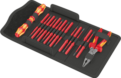 Set kaçavidash elektrik Wera Kraftform Compact VDE 17, 17 copa, i izolum 1000V, i kuq