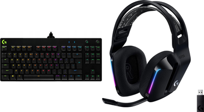 Set gaming Logitech G Pro GX Blue dhe G733 Lightspeed, tastierë mekanike, kufje wireless, i zi
