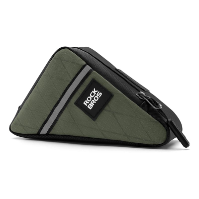 Çantë trekëndëshe për kornizë biçiklete Rockbros, 0.3L, jeshile military
