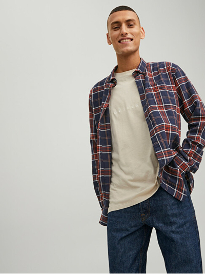 Këmishë JACK&JONES JJECLASSIC Slim Fit, e kaltër/kuqe