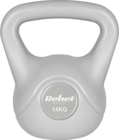 Kettlebell REBEL ACTIVE, 14 kg, bituminoz, gri