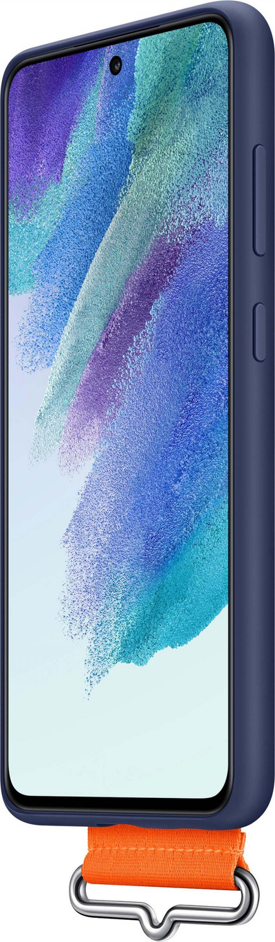Силиконска футрола Samsung Galaxy S21 FE, со ремен, темно сина