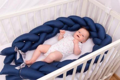 Mbrojtëse krevat BABYMATEX Bumper Braid, 200 cm, pambuk, blu