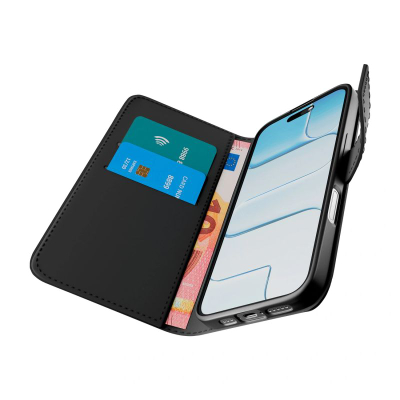 Kapak libri Puro PUIPC17P63BOOKC8, për iPhone 17 Pro, me xhepa për karta, i zi